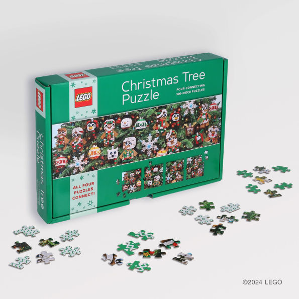 LEGO Christmas Tree Puzzle: Four Connecting 100-Piece Puzzles