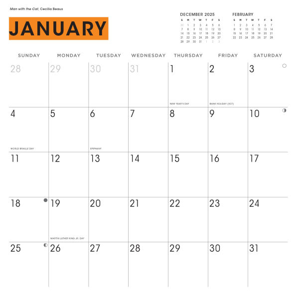 2026 Cat People to Judge in Art and Life Wall Calendar