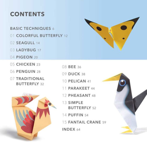 Origami Butterflies, Birds & Bees: Paper block plus 64-page book