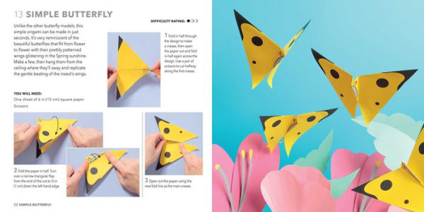 Origami Butterflies, Birds & Bees: Paper block plus 64-page book