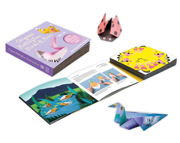 Origami Butterflies, Birds & Bees: Paper block plus 64-page book