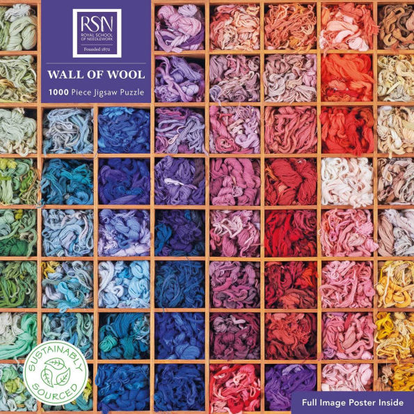 Adult Sustainable Jigsaw Puzzle: Royal School of Needlework: Wall of Wool: 1000-pieces. Ethical, Sustainable, Earth-friendly