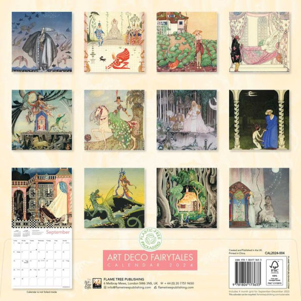 Art Deco Fairytales Wall Calendar 2024 (Art Calendar) by Flame Tree