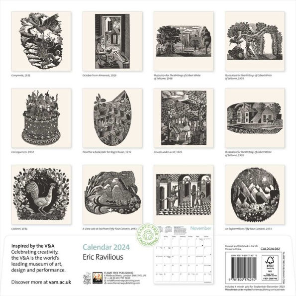 V&a: Eric Ravilious Wall Calendar 2024 (Art Calendar)