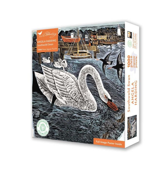 Adult Sustainable Jigsaw Puzzle Angela Harding: Southwold Swan: 1000-pieces. Ethical, Sustainable, Earth-friendly