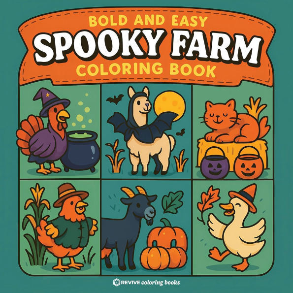 Bold & Easy Spooky Farm Coloring Book: Fun and Festive Cozy Halloween Stress Relief Coloring