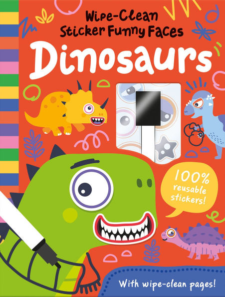Wipe-Clean Sticker Funny Faces Dinosaurs