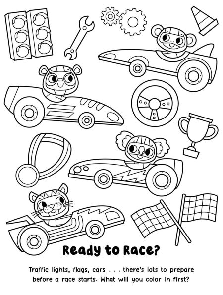 Animal Racers: Includes 4 Pullback Toys & a Coloring Book