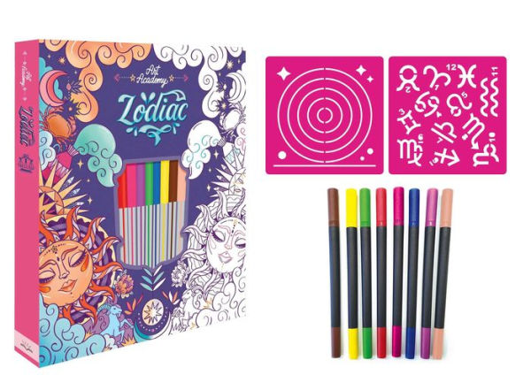 Art Academy Zodiac: Coloring Kit with Dual-Tip Brush Pens and Stencils