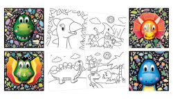 Alternative view 4 of Scratch Art 3D Posters: T-Rex & Friends: Build and Scratch 4 Awesome Posters, Plus Extra Pages of Coloring