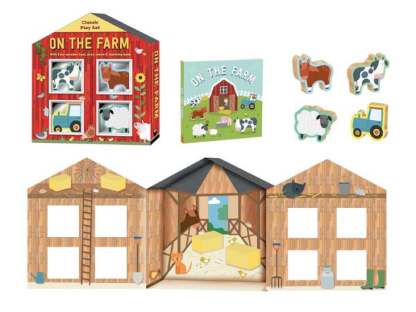 On the Farm: Wooden Toy Play Set: With Four Wooden Toys, Play Scene & Learning Book