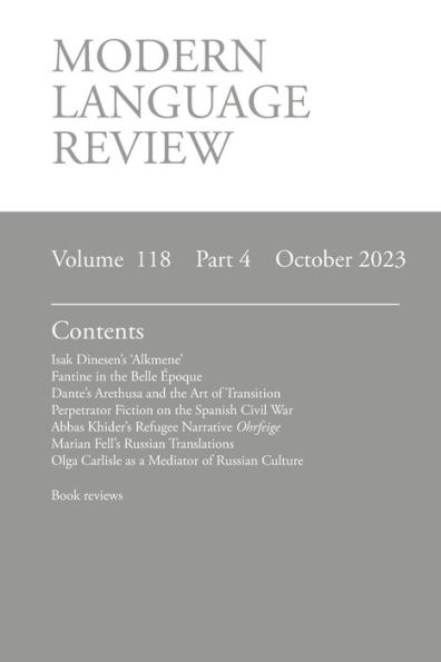 Modern Language Review (118: 4) October 2023