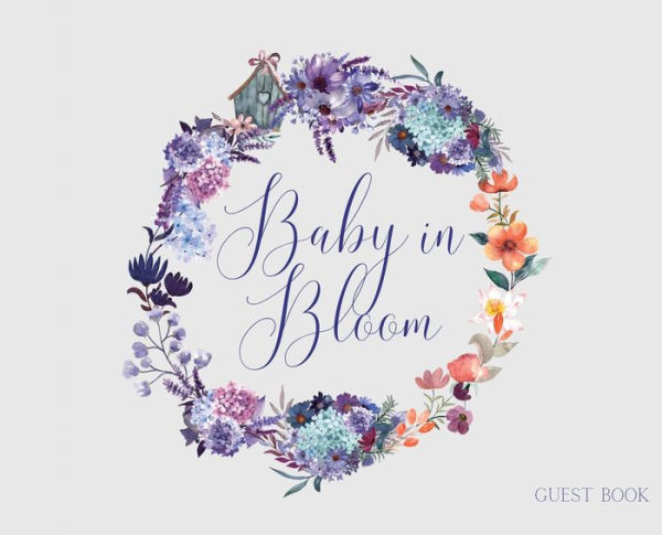 Baby in Bloom, Baby Shower hardback Guest Book (landscape)