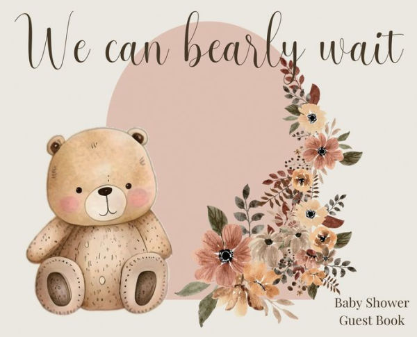 We Can Bearly Wait, Baby Shower hardback Guest Book (landscape)