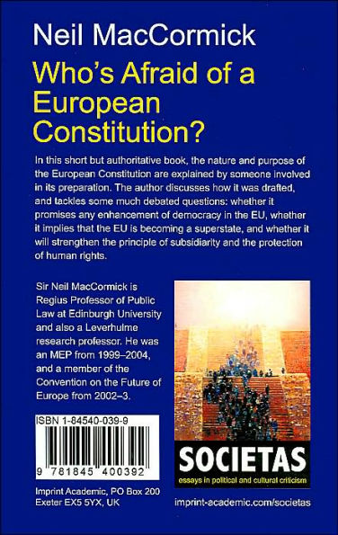 Who's Afraid of a European Constitution? (Societas Series)