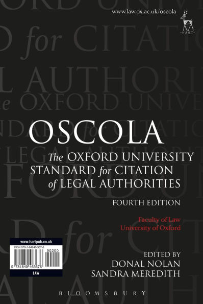 OSCOLA: The Oxford University Standard for Citation of Legal Authorities