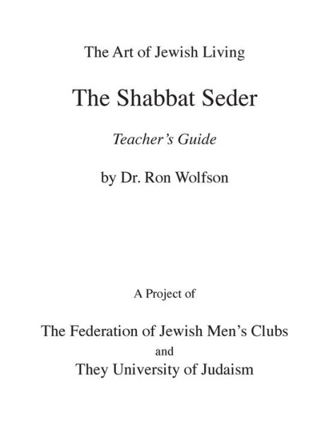 Shabbat Seder Teacher's Guide