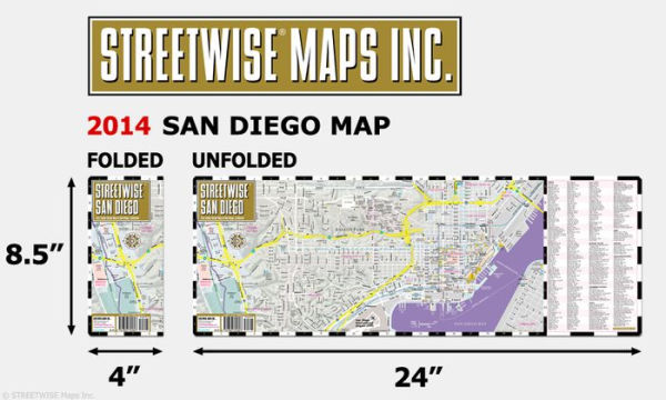 Streetwise San Diego Map - Laminated City Center Street Map of San Diego, California - Folding Pocket Size Travel Map With Metro (2014)