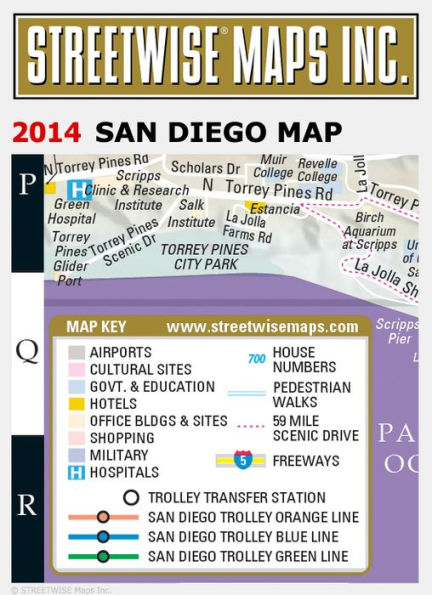 Streetwise San Diego Map - Laminated City Center Street Map of San Diego, California - Folding Pocket Size Travel Map With Metro (2014)