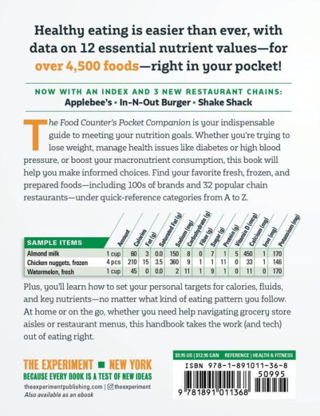 The Food Counter's Pocket Companion, Sixth Edition: Calories, Carbohydrates, Protein, Fats, Fiber, Sugar, Sodium, Iron, Calcium, Potassium, and Vitamin D-with 32 Restaurant Chains