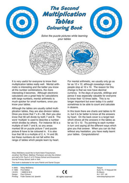 The Second Multiplication Tables Colouring Book: Solve the Puzzle Pictures While Learning Your Tables