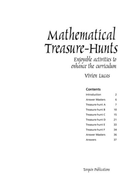 Mathematical Treasure Hunts: Blackline masters for mathematical treasure hunts ages 10-14