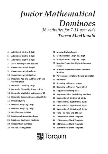 Junior Mathematical Dominoes: 40 blackline masters for ages 7-11