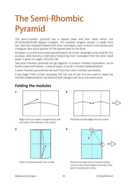 Mathematical Origami: Geometrical shapes by paper folding