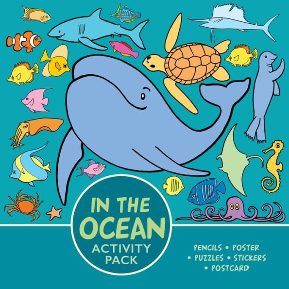 In the Ocean Activity Pack: Pencils, Poster, Puzzles, Stickers, Postcard