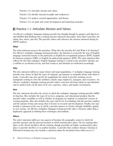 Effective Practices in Workplace Language Training: Guidelines for Providers of Workplace English Language Training Services