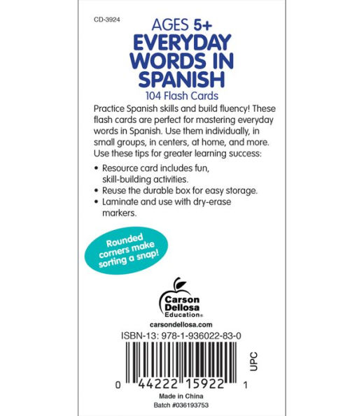 Everyday Words in Spanish: Photographic Flash Cards: Palabras de todos los d as: fotogr fico