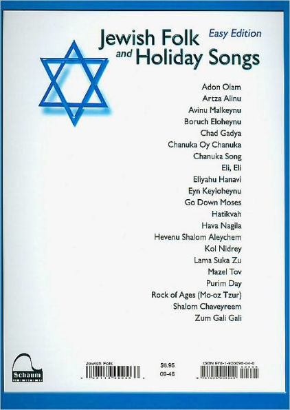 Jewish Folk and Holiday Songs, Easy Edition