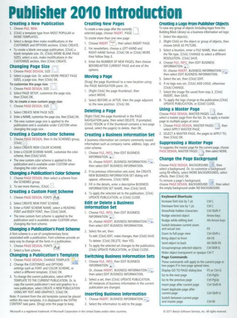 Microsoft Publisher 2010 Quick Reference Guide: Introduction (Cheat ...