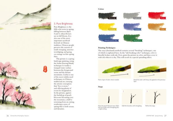 Chinese Brush Painting Four Seasons: Paint Flowers, Birds, Fruits & More with 24 Step-by-Step Projects