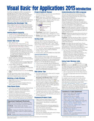 Visual Basic for Applications (VBA) 2013 Quick Reference Guide (Cheat ...