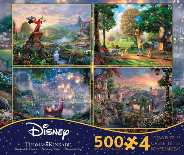 4 in 1 Kinkade Disney Dreams Multi-Pack 500 Piece Jigsaw Puzzle
