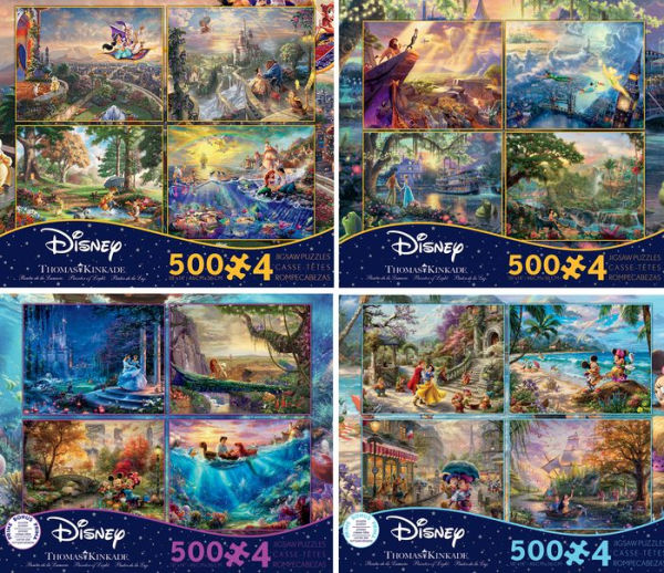 4 in 1 Thomas Kinkade Disney Dreams 500 Piece Jigsaw Puzzle Multi-Pack (Assorted; Styles Vary)
