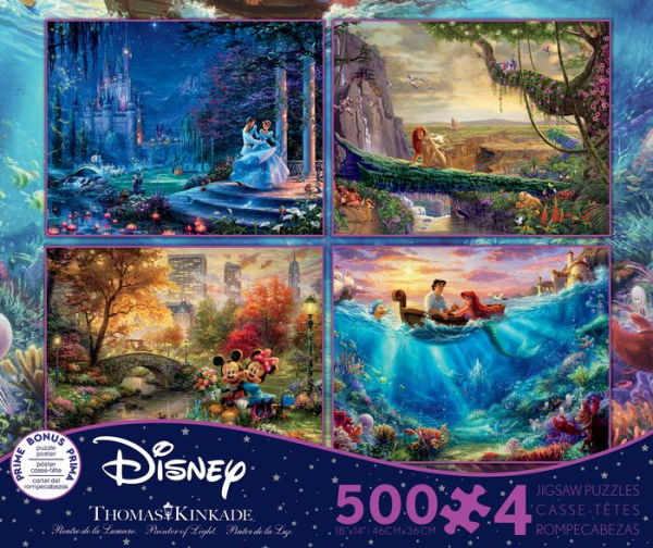 4 in 1 Thomas Kinkade Disney Dreams 500 Piece Jigsaw Puzzle Multi-Pack (Assorted; Styles Vary)