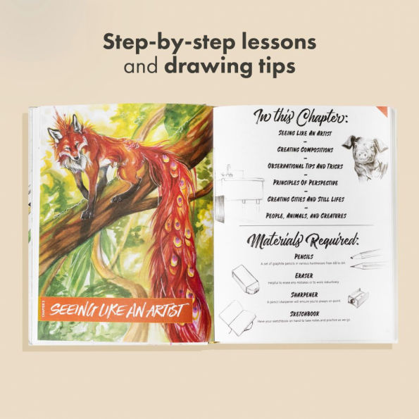 The Artist's Drawing Book: Learn How to Draw, Sketch, Shade, and More with Easy Lessons Practice Pages