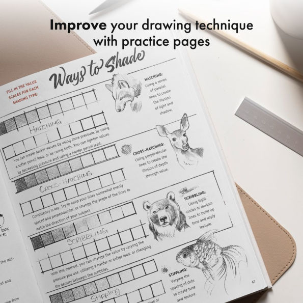 The Artist's Drawing Book: Learn How to Draw, Sketch, Shade, and More with Easy Lessons Practice Pages