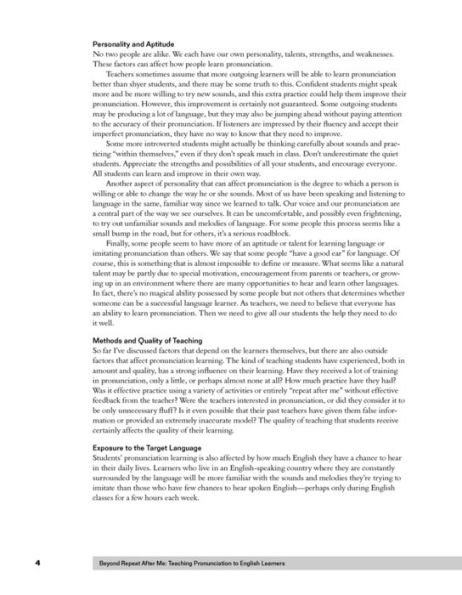 Beyond Repeat After Me: Teaching Pronunciation to English Learners