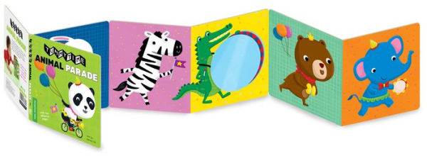 TummyTime(R): Animal Parade: A Sturdy Fold-out Book with Two Mirrors for Babies. One Side Has High-Color Images, the Other Has High-Contrast Black-and-White Images