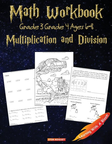 Math Workbook Grade 3 Grade 4 Ages 6-8 Multiplication and Division: Harry Potter Coloring Book Unofficial