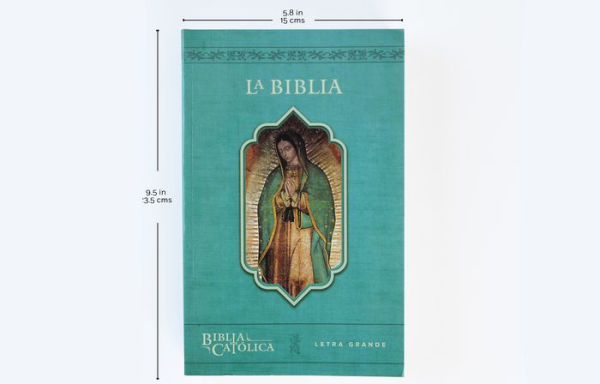 La Biblia Católica: Tamaño grande, Edición letra grande. Rústica, azul, con Virgen