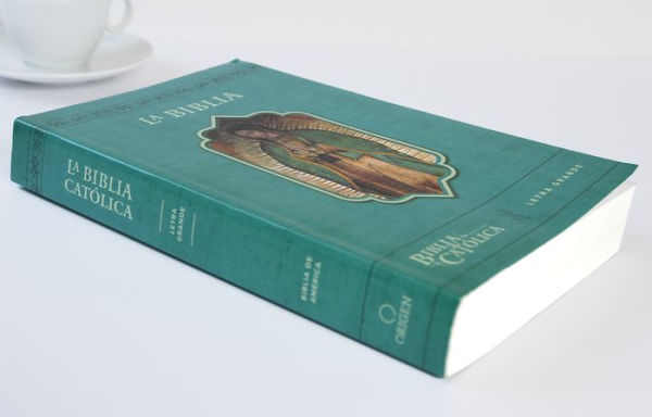 La Biblia Católica: Tamaño grande, Edición letra grande. Rústica, azul, con Virgen