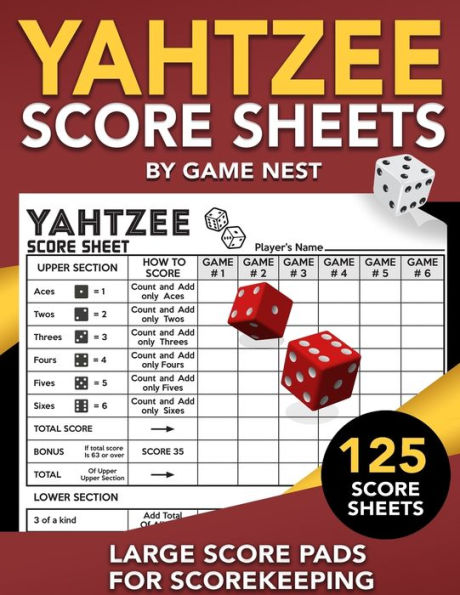 Yahtzee Score Sheets: Large Score Pads for Scorekeeping 8.5" x 11" Yahtzee Score Cards