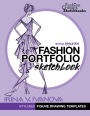 Fashion Portfolio Sketchbook: Stylized figure drawing templates. Style Malvina
