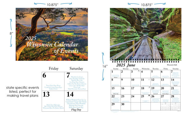 2025 Wisconsin of Events Wall Calendar