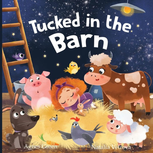 Cozy barn setting for children's bedtime story with warm lighting