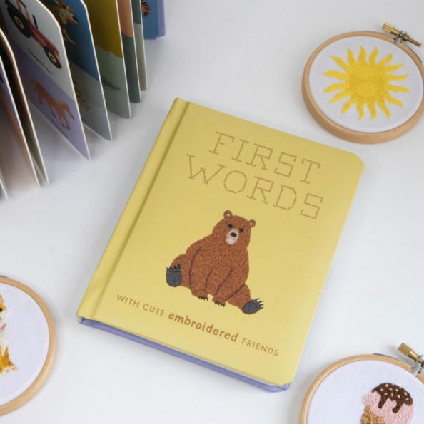 First Words with Cute Embroidered Friends: A Padded Board Book for Infants and Toddlers featuring First Words and Adorable Embroidery Pictures